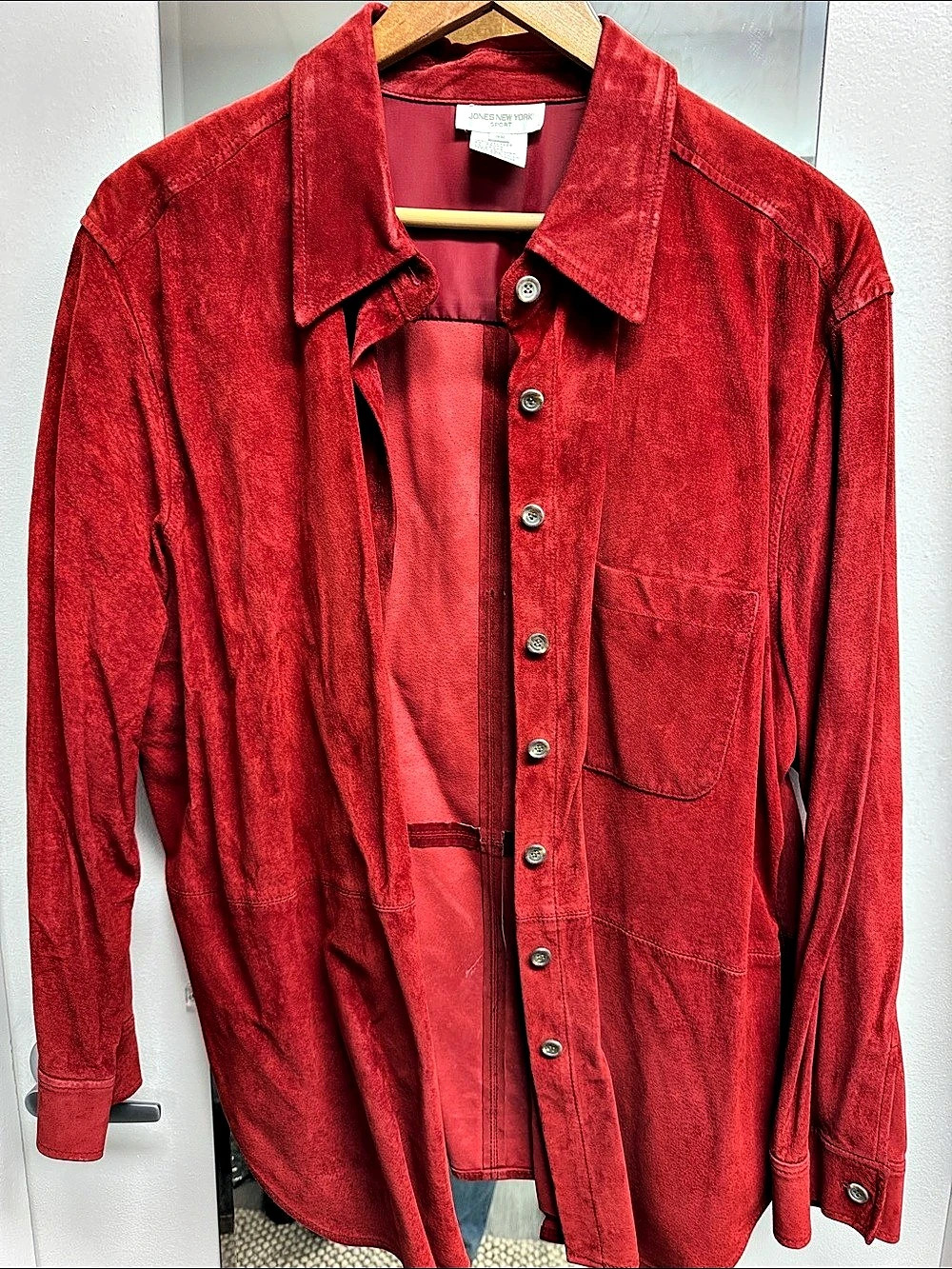 Jones New York Sport Leather Shirt Jacket in Red Size 3X Like New